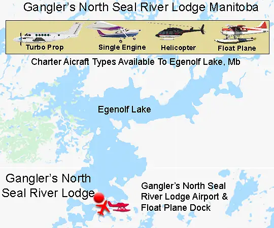 Gangler's North Seal River Lodge runway and lodge arrival area